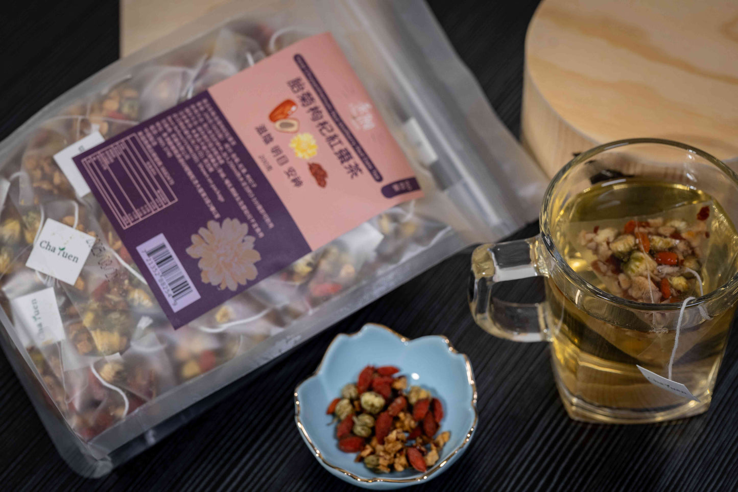 Cha Yuen – 50pcs Fetal Chrysanthemum Red Wolfberry Red Date Tea Promoting Vision Health and Enhancing Relaxation