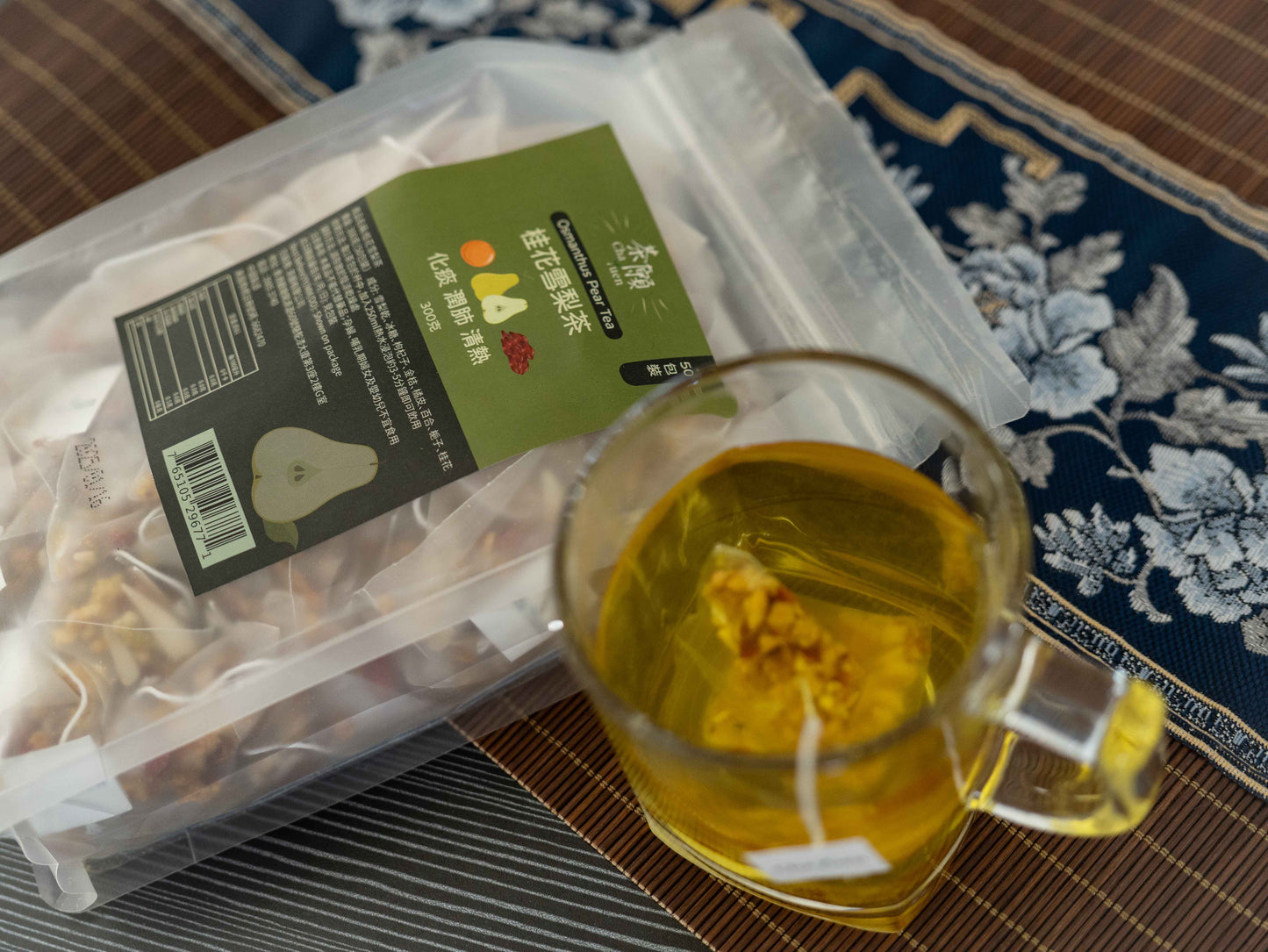 Cha Yuen – 50pcs Osmanthus Pear Tea Heat-clearing Herbal Tea Bags assists in resolving phlegm and soothing throat discomfort