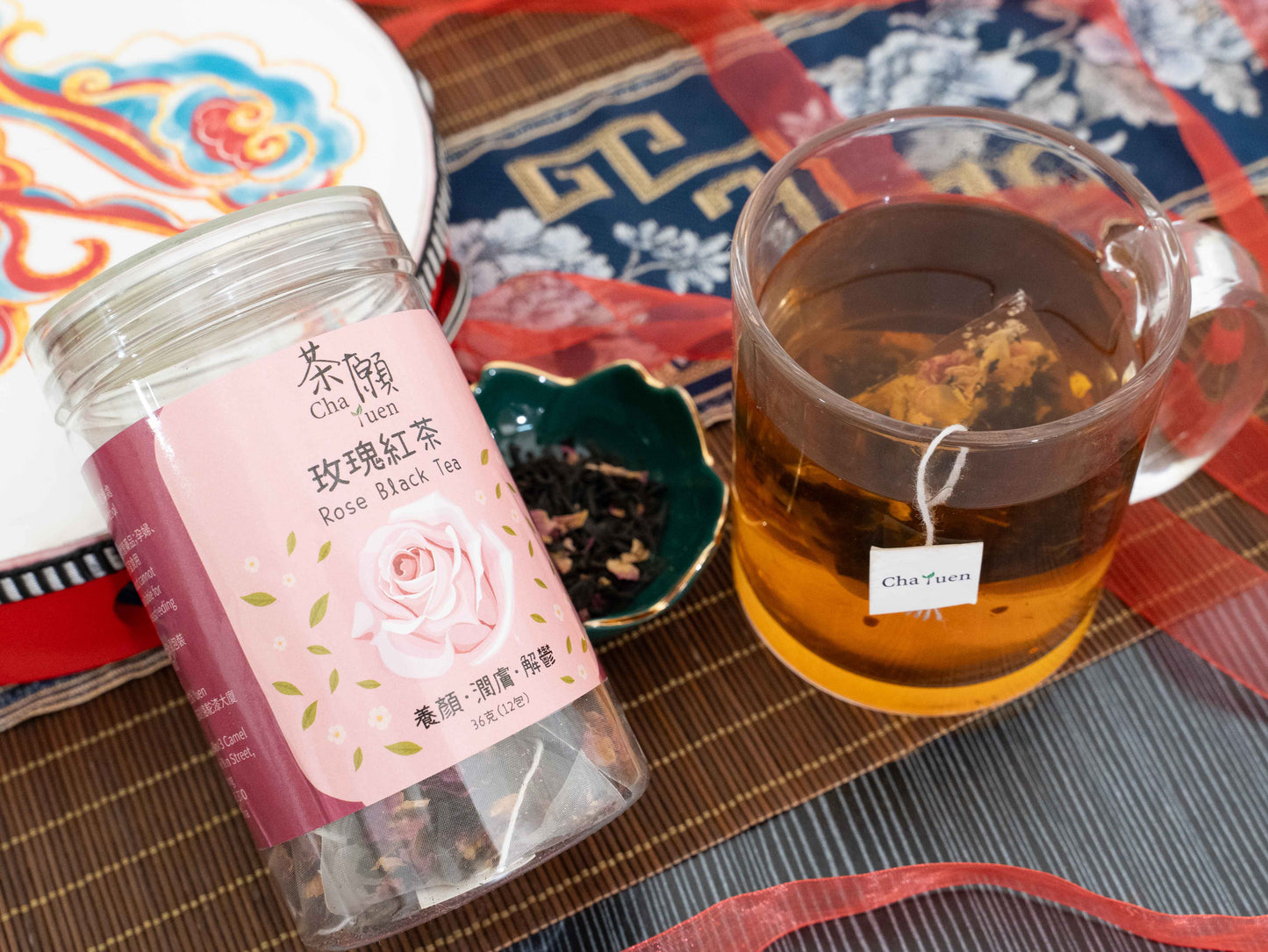 Cha Yuen – 12pcs Rose Black Tea Health-enhancing herbal tea for wellness and weight management
