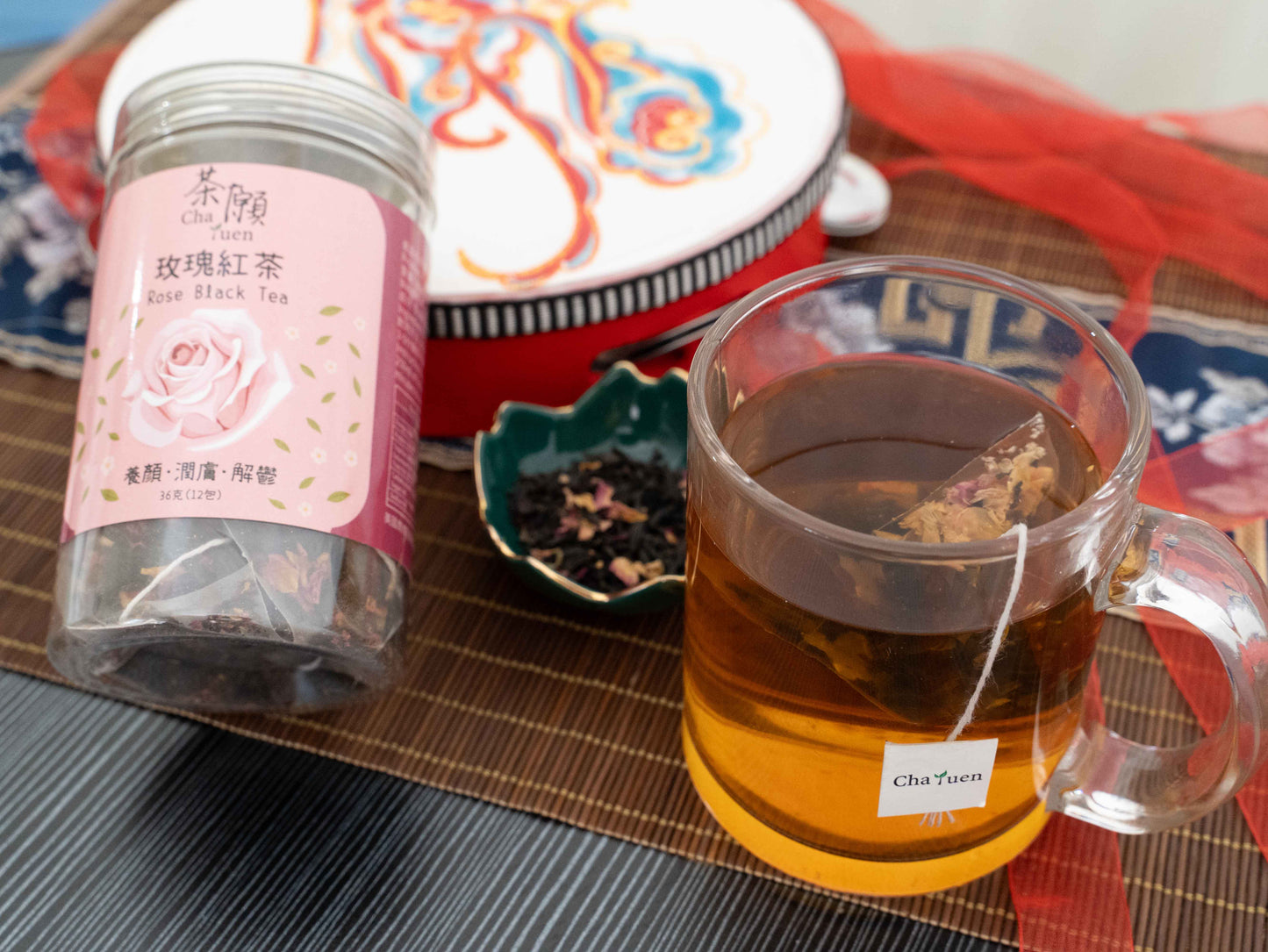 Cha Yuen – 12pcs Rose Black Tea Health-enhancing herbal tea for wellness and weight management